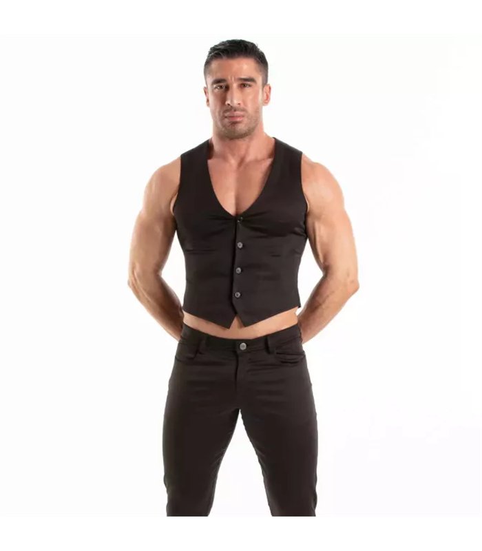 Chino Weste Herren Slim Fit Stretch – Eleganz in Schwarz | TOF Paris