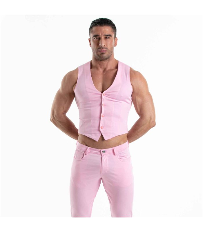 Herren Chino Weste Slim Fit Stretchkomfort – pink, elegant | TOF Paris