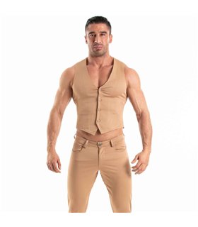 Herren Chino Weste Slim Fit – Stretchkomfort, Braun | TOF Paris