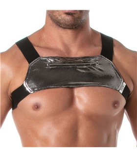 Harness mit Reißverschlusstasche – silber, leicht & glänzend | TOF Paris
