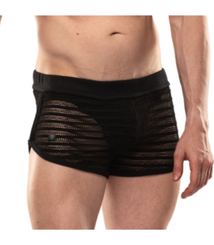 Shorts Sheer Mykonos Schwarz – Sexy High-Cut mit Rippbund | TOF Paris