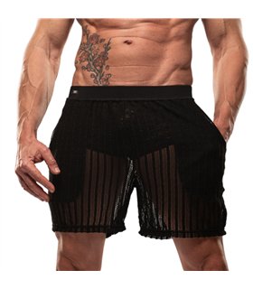 Long Shorts Schwarz – Transparenter Häkel-Effekt & Große Taschen | TOF Paris