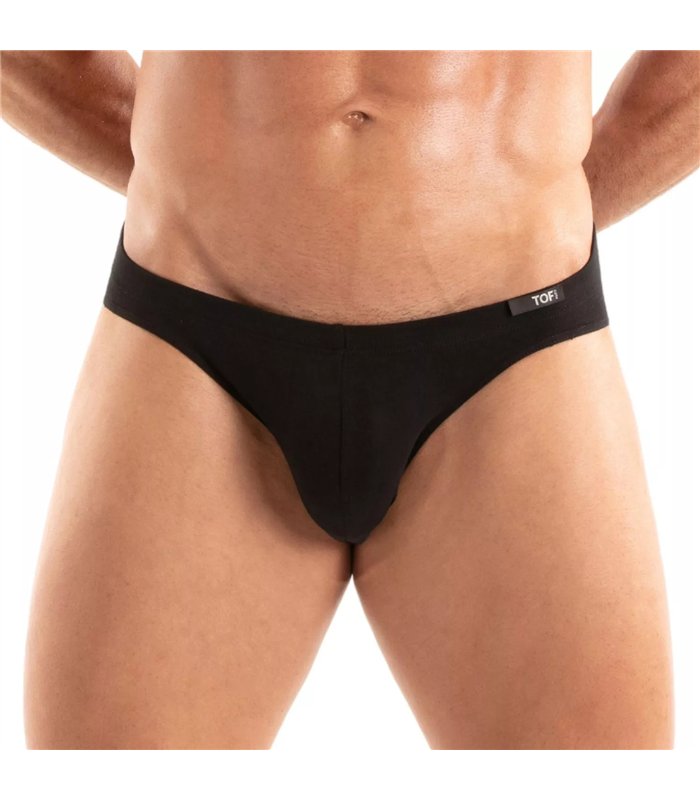 Bikini-Slip Schwarz – Weicher Baumwoll-Mix, hoher Schnitt, Logo-Bund | TOF Paris
