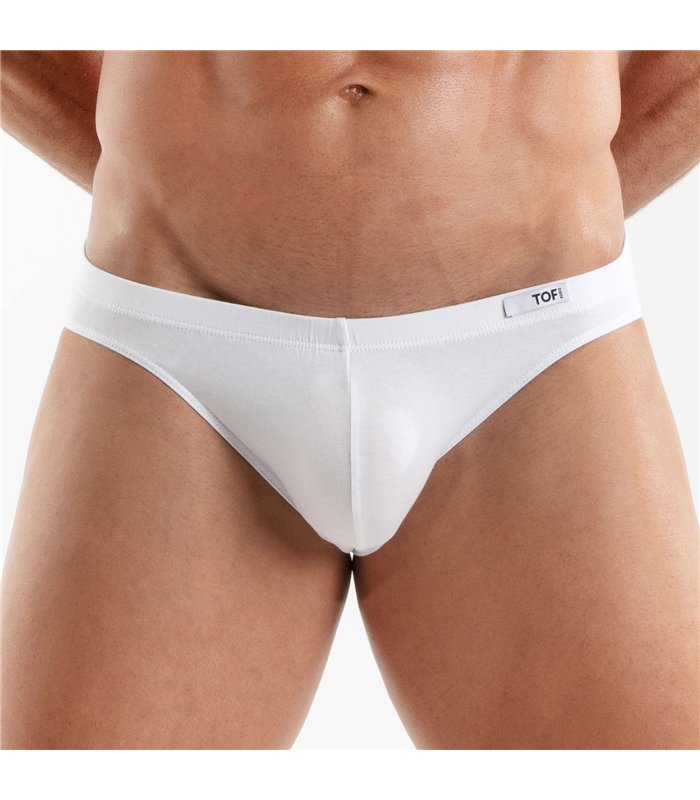 Bikini Slip Weiß – Weicher Cotton-Stretch, Logo-Bund | TOF Paris