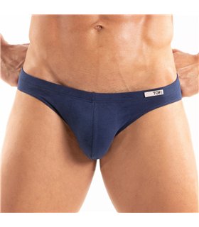 Bikini Slip Marineblau – Weicher Baumwoll-Stretch, Logo-Bund | TOF Paris