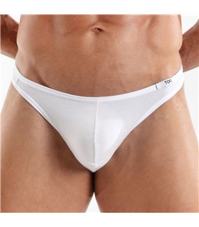 Herren Tanga – Weicher Stretch-Baumwollmix mit Logo-Bund, Weiß | TOF Paris