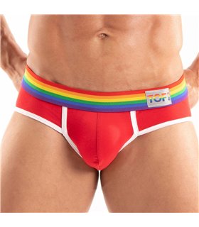 Herren Slips Pride – Komfort & auffälliger Regenbogenbund, rot | TOF Paris