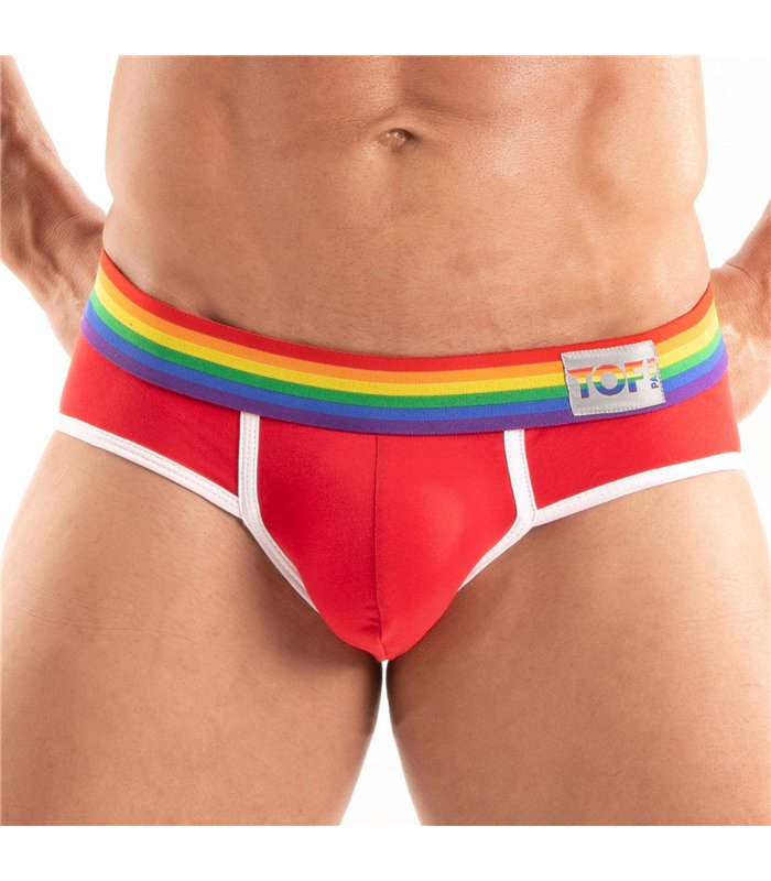 Herren Slips Pride – Komfort & auffälliger Regenbogenbund, rot | TOF Paris