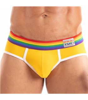 Herren Slips Pride – Komfortabler, bunter Low-Rise mit Regenbogenbund, Gelb | TOF Paris