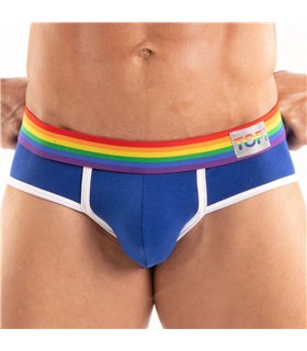 Herren Slips Pride – Bequeme, formbetonte Unterhose mit Regenbogenbund, Royal Blau | TOF Paris