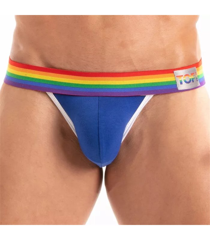 Jockstrap Herren Royal Blau – Bunter Bund, maximaler Komfort | TOF Paris