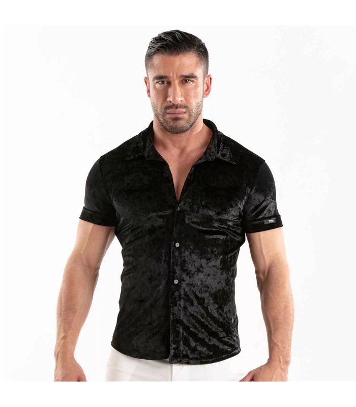 Herren Samtshirt Slim Fit Schwarz – Elegant & Komfortabel | TOF Paris