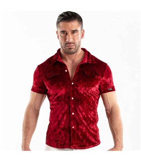 Herren Samtshirt Rot – Slim Fit mit elegantem Satin-Glanz | TOF Paris