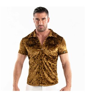 Samtene Herrenbluse Gold – Slim Fit mit elegantem Glanz | TOF Paris