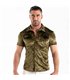 Herren Samtshirt Khaki – Slim Fit mit elegantem Satin-Glanz | TOF Paris