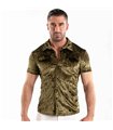 Herren Samtshirt Khaki – Slim Fit mit elegantem Satin-Glanz | TOF Paris