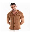 Herren Cordhemd kurzarm – Retro-Chic, taillierter Schnitt, Kamel | TOF Paris
