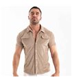 Herren Cordhemd kurzarm – Retro-Style mit strukturiertem Schnitt, Sandfarbend | TOF Paris