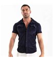 Herren Cordhemd kurzarm – Retro-Chic & strukturierter Schnitt in Marineblau | TOF Paris
