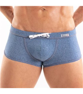 Badeshorts Denim-Optik – schnelltrocknend & UV-beständig, Blau | TOF Paris