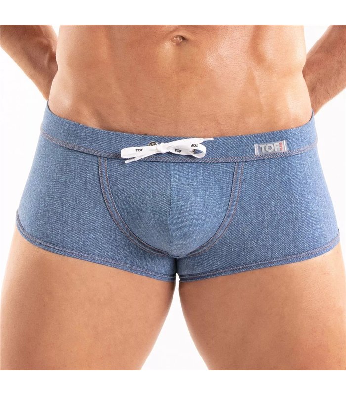 Badeshorts Denim-Optik – schnelltrocknend & UV-beständig, Blau | TOF Paris