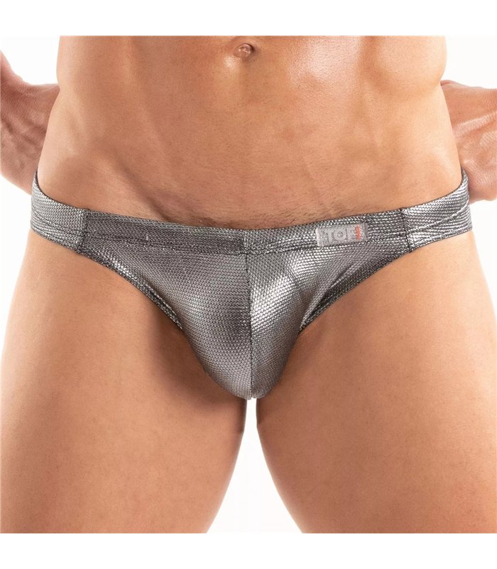 Herren Swim Bikini Silber – Sculpting Schnitt & Metallic Glanz | TOF Paris