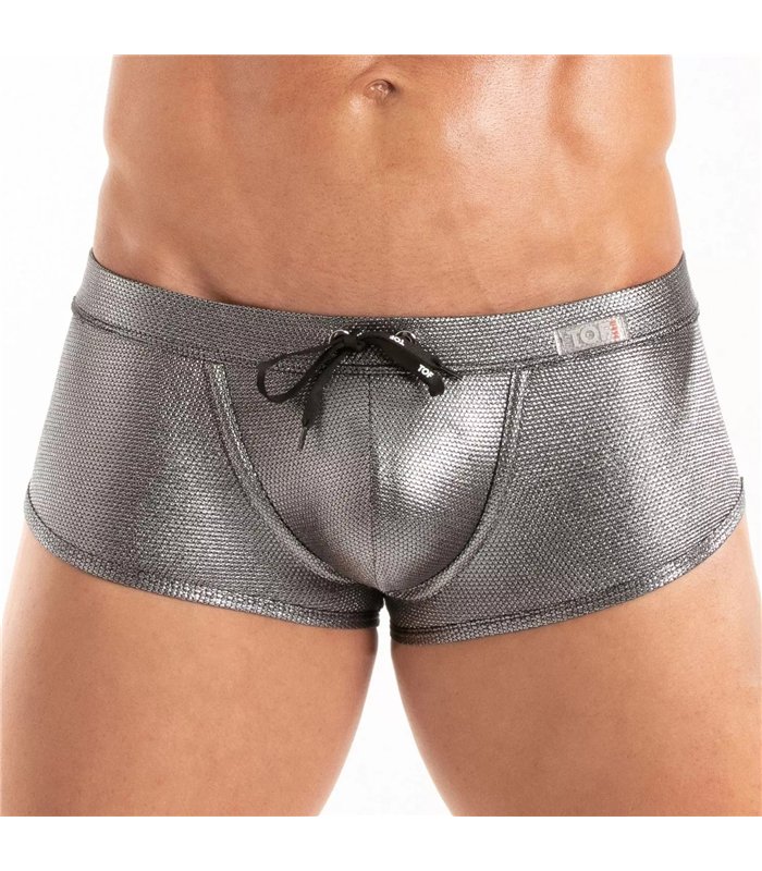 Herren Badehose Silber – Metallic Look, Stretch & Komfort | TOF Paris