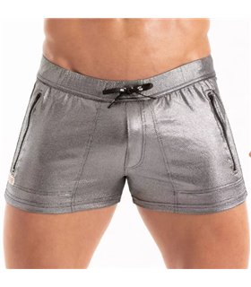 Herren Badeshorts Silber – mit Reißverschlusstaschen & Slim Fit | TOF Paris