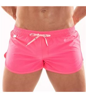 Herren Neon Mini Badeshorts Pink – UV-aktiv & schnell trocknend | TOF Paris