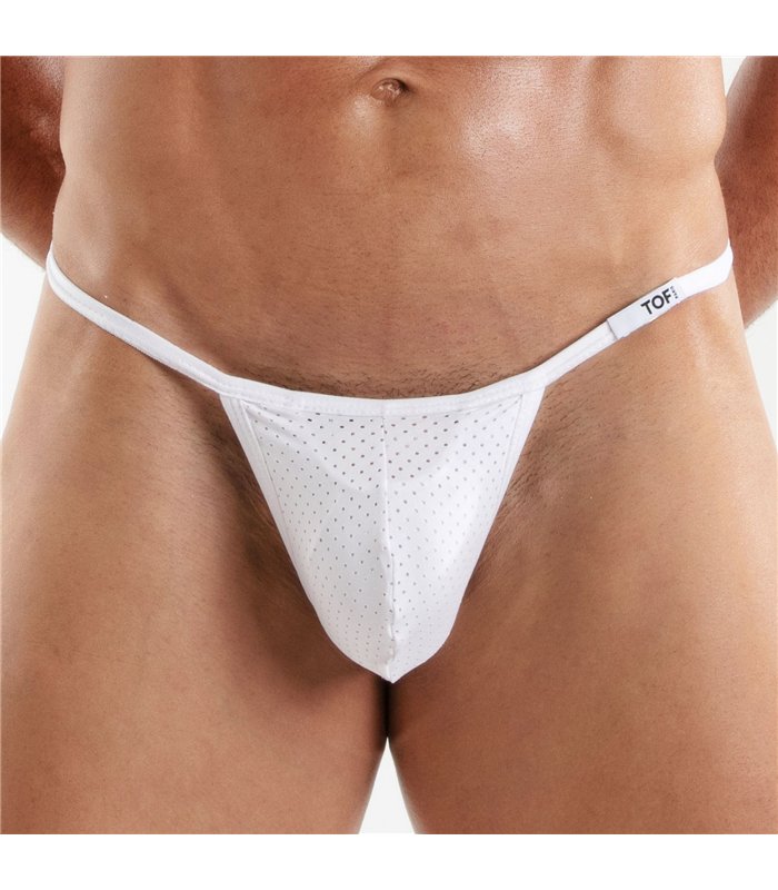 Herren Microfaser String – Push-Up Support & Minimalist Design Weiß | TOF Paris