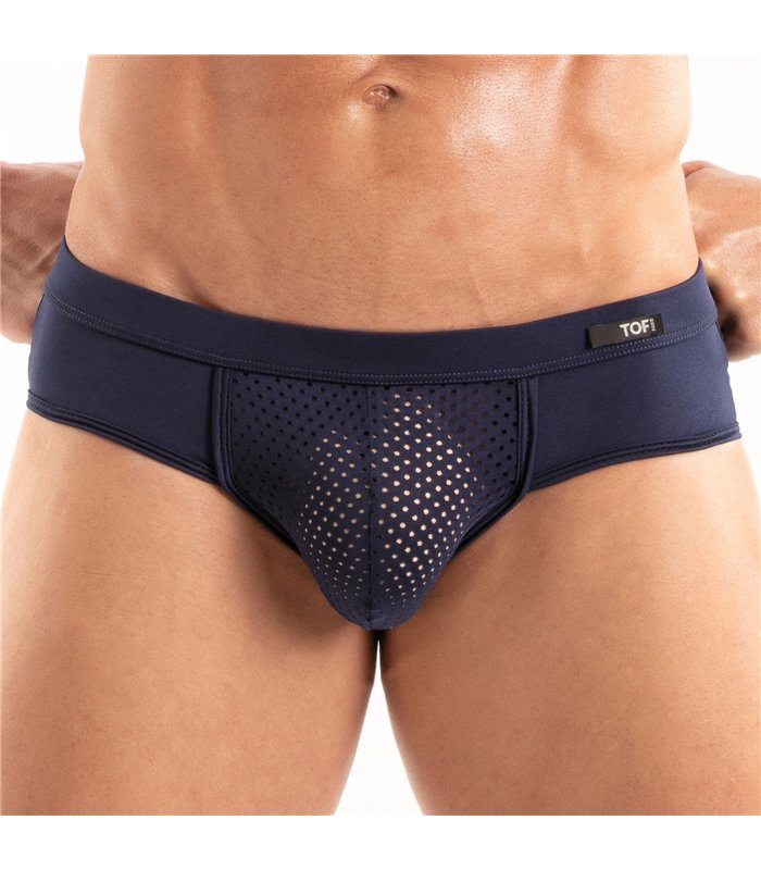 Herren Slips Marineblau – Atmungsaktive Mikrofaser, Low-Rise Komfort | TOF Paris