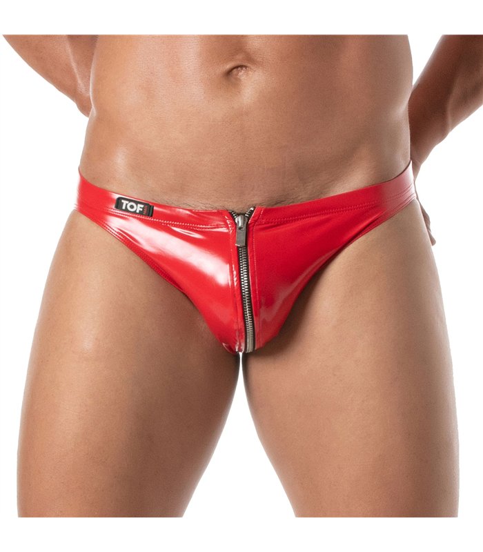 Bikini Herren rot mit Front-Reißverschluss – sexy & bequem | TOF Paris