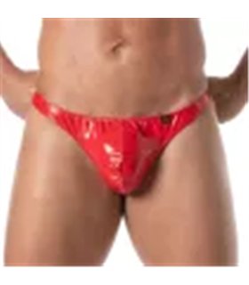 Herren String – Roter Vinyl-Style mit komfortabler Fronttasche | TOF Paris
