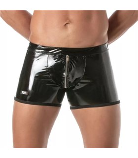 Push-Up Vinyl Boxer mit Reißverschluss – Sexy & Komfortabel, Schwarz | TOF Paris