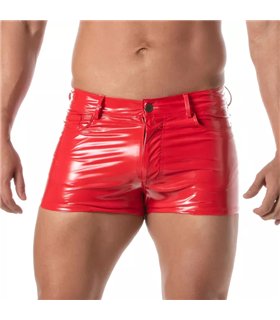 Vinyl Herren Shorts Rot – Mid-Thigh, 5 Taschen, sexy Passform | TOF Paris