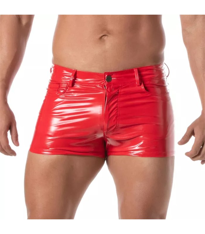 Vinyl Herren Shorts Rot – Mid-Thigh, 5 Taschen, sexy Passform | TOF Paris