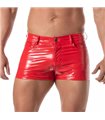 Vinyl Herren Shorts Rot – Mid-Thigh, 5 Taschen, sexy Passform | TOF Paris