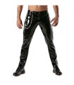 Herren Vinylhose Low-Rise mit Stretch & figurformendem Effekt, Schwarz | TOF Paris