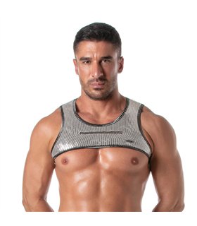 Herren Harness Silber Glitzer mit Reißverschluss & Tasche | TOF Paris