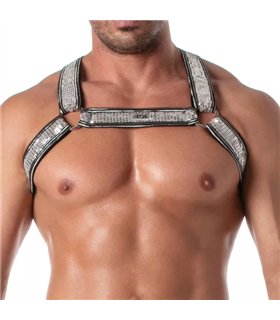 Herren Glitter Harness Silber – Elastisch, Verstellbar & Glänzend | TOF Paris