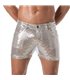 Herren Glitzer Shorts Silber – 5 Taschen, Mid-Thigh & Figurbetont | TOF Paris
