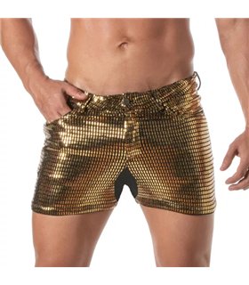Herren Glitzer-Shorts Gold – 5 Taschen & Mid-Thigh Schnitt | TOF Paris
