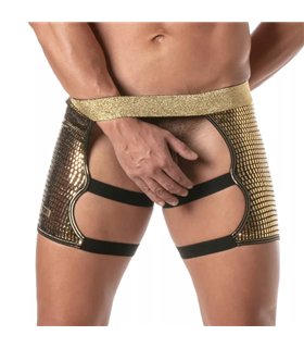 Herren Chaps Shorty Goldglitter – Sexy, elastisch & auffällig | TOF Paris