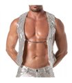 Glitzerweste Herren Silber – Wendeweste mit Ketten-Design | TOF Paris