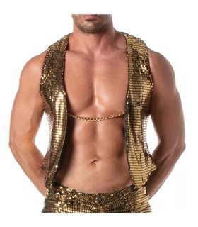 Glitzerweste Herren Gold – Wende-Design mit edlen Ketten | TOF Paris