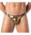 Herren String Gold – Glänzend, elastisch & mit Logo-Bund | TOF Paris