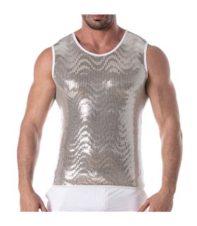 Tank Top Herren Silber Glitzer – Figurbetont & Komfortabel | TOF Paris