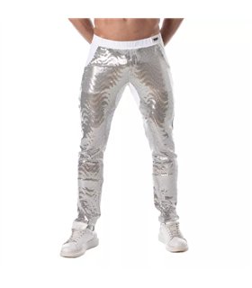 Glitzerhose Herren Silber – Low-Rise, taillierter Schnitt, Komfort | TOF Paris