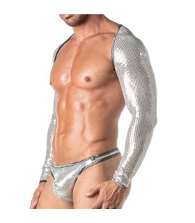 Bolero mit Glitzereffekt – glamouröser Disco-Style in Silber | TOF Paris