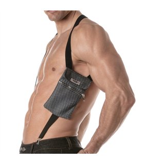Herren Harness mit 3D Mesh & verstellbarer Tasche – Grau | TOF Paris